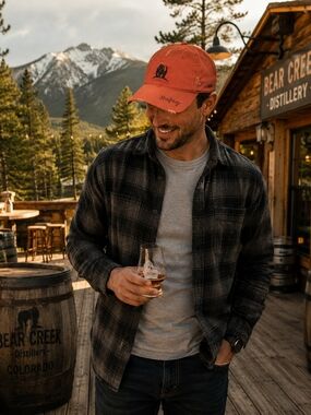 Pukka Bear Creek Distillery Ryley NWT Distressed Adjustable Dad Hat Cap Orange